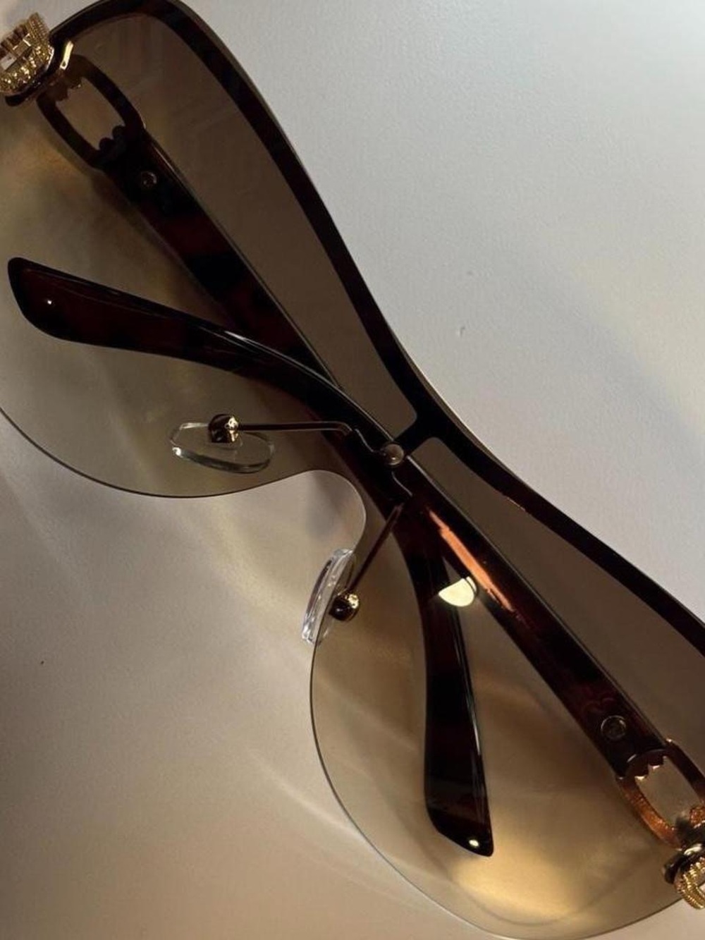 Brown Rimless Shield Sunglasses - Men Accessories